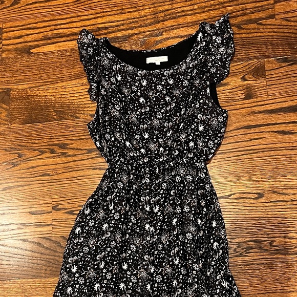 High-low floral Italian silk dress with black lining - Picture 3 of 4